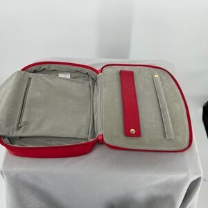 Lillian Vernon Red Travel Jewelry Organizer Case Bag Storage Zipper Pouch